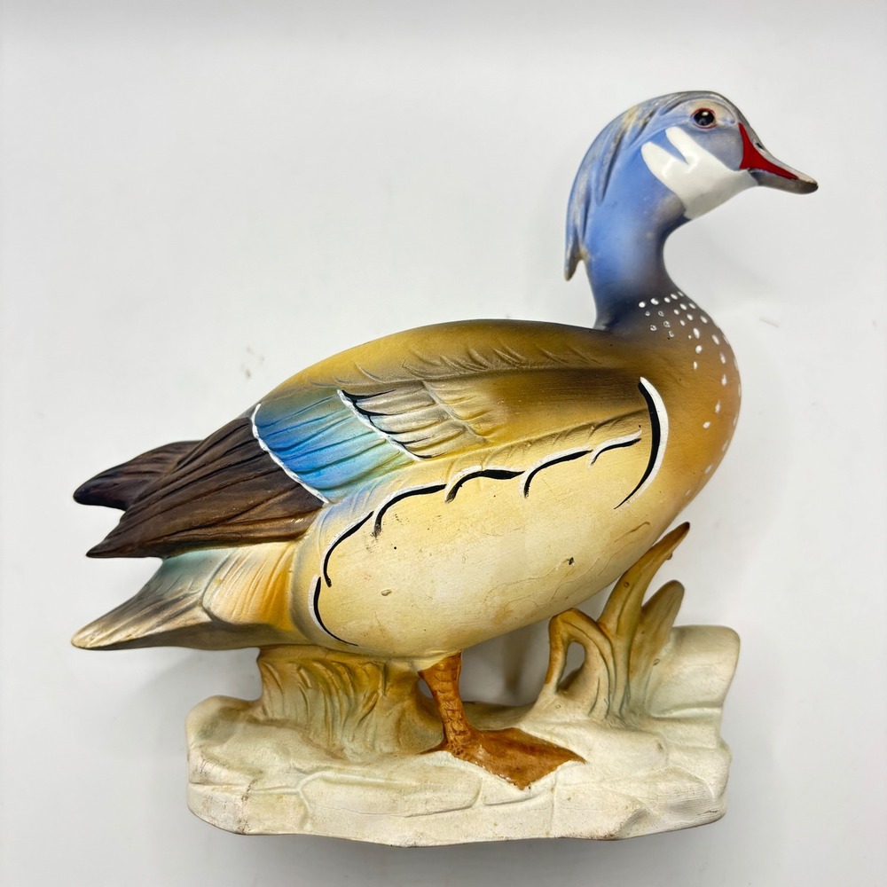 Vintage Lefton Wood Duck Planter 581 Hand Painted Ceramic Bird Figurine Japan